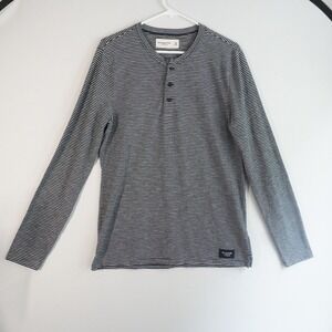Abercrombie & Fitch Soft AF Mens Striped Henley Long Sleeve Shirt Casual Top - M